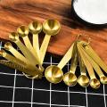 7pcs/set Measuring Spoon Stainless Steel Measuring Cup Coffee Gold