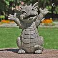 Garden Dragon Meditated Statue Collecting 18cm Resin Ornament-c