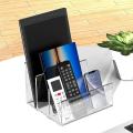 Clear File Holder Multi-functional 3 Sections File Organizer for Desk