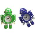 Metal Child Boy Learning Cartoon Robot Mute Small Alarm Clock Green