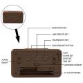 Wooden Large Led Digital Alarm Clock, with Snooze, 12/24hr Switchable