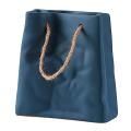 Morandi Color Ceramic Vase Creative Tote Bag Vase Blue