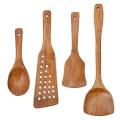 4 Pcs Kitchen Wooden Utensils for Cooking,non-stick Wood Spatulas