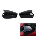 Car Glossy Black Ox Horn Rearview Side Glass Mirror Cover Trim