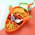 Cartoon Silicone Dinner Plate Set,carrot Shape Bowl with Spoon Fork