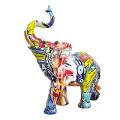 Painting Graffiti Elephant Sculpture Resin Animal Statue Decor A