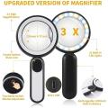 Magnifying Glass with Light,3x Handheld Large Magnifying,black