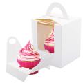 50 Pcs Cupcake Boxes White with Window for Bakery Wrapping Packaging