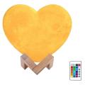 Heart Shaped Moon Lamp,16 Colors with Stand & Remote for Kids 20cm