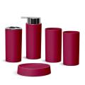 Solid Color Bathroom Toiletry Toothbrush Soap Box 5-piece Wine Red