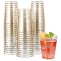 Disposable Gold Glitter Plastic Wine Glasses, Christmas Party Cups