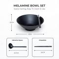 Ramen Bowls, Set Of 2 Black Bowl with 2 Chopsticks and Spoon Set