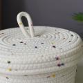 Cotton Rope Storage Woven Basket with Lid for Towels Keys Snack, S