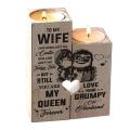 Heart-shaped Candle Holder Wooden Candle Container Set with Printing