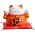 Lucky Cat Ornaments Savings Piggy Bank Ceramic Lucky Cat Orange