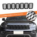 Front Grill Mesh Inserts Rings Covers for Jeep Grand Cherokee(black)