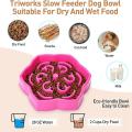 Slow Feeder Dog Bowl, Slow Feeding Petal Maze Dog Bowl, Red