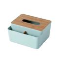 Storage Organizer Box with Wooden Lid for Tissue Paper Makeup Box-c