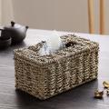 Handmade Woven Brown Seagrass Tissue Box, Rectangular Storage Box
