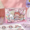 50 Pcs Kawaii Cartoon Character Pattern Sticker Coil Book Girl's Gift