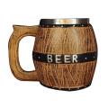 Oak Barrel Style Beer Mug Simulation Wooden Barrel Beer Cup Double