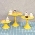 Metal Iron Cake Stand Round Pedestal Dessert Holder(yellow S)