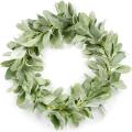 13.4 Inches Greenery Vine Flocked Lambs Ear Garland Faux Vine (large)