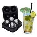 Silicone Sphere Ice Ball Maker with Lid & Cool Black Round Ice Molds