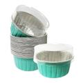 100pcs 5oz 125ml Cake Baking Cups with Lids Aluminum Foil Blue-green