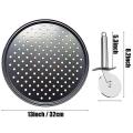 2pieces Pizza Pan,perforated Pizza Crisper Tray Set with Cutter Wheel