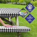 Vinyl Picnic Table &bench Fitted Tablecloth Cover, 3-piece Set, Black