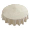 Pure-colored Tablecloth White Tassel Decoration Linen Table Cover