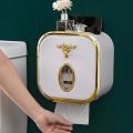 Toilet Tissue Box Draw Paper Box Punch-free Wall-mounted(white)