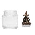 1pcs Retro Glass Storage Jar Carving Cover Tea Caddy Home Ornaments C