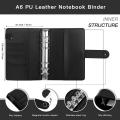 A6 Pu Leather Notebook Binder Cover A6 Binder for Money Saving Black