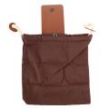 Collapsible Canvas Foraging Pouch Pu Leather Belt Pouch(brown)