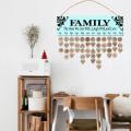 Family Board Diy Calendar Plaque for Home Decor with 100 Wood Discs