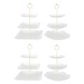 2pcs 3 Tier White Square&round Cake Stand,dessert Cookie Candy