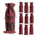 1 to 10 Burlap Wine Bags Wedding Numbers,party,christmas,10 Pcs,red