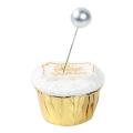 40 Pcs Mini Silver Ball Cupcake Toppers for Birthday Party Decoration