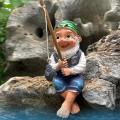 Garden Gnome Statue Resin Fishing Dwarf Elf Figurines Ornaments