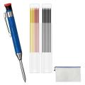 Metal Solid Carpenter Pencil with 12 Refill Deep Hole Pencil Blue