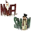 Wooden Letter Table Ornaments Santa Claus Snowman Pattern (red)