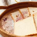 3pcs/set Handmade Woven Rattan Food Basket Fruit Plate Tea Fruit Tray