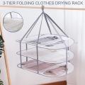 3 Layers Foldable Clothes Drying Rack, Mesh Hanging Air Dryer