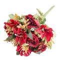 Rose Lily Artificial Silk Flowers for Bride Bouquet Home Red