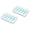 Egg Tray for Refrigerator,15 Eggs Tray Holder with Lid(blue)