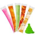 Disposable Popsicle Bags 120pcs Freezer Tubes, Ice Bags with Funnel