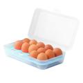 Egg Tray for Refrigerator,15 Eggs Tray Holder with Lid(blue)