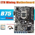 B75 Eth Mining Motherboard with Cpu+4pin to Sata Cable Lga1155